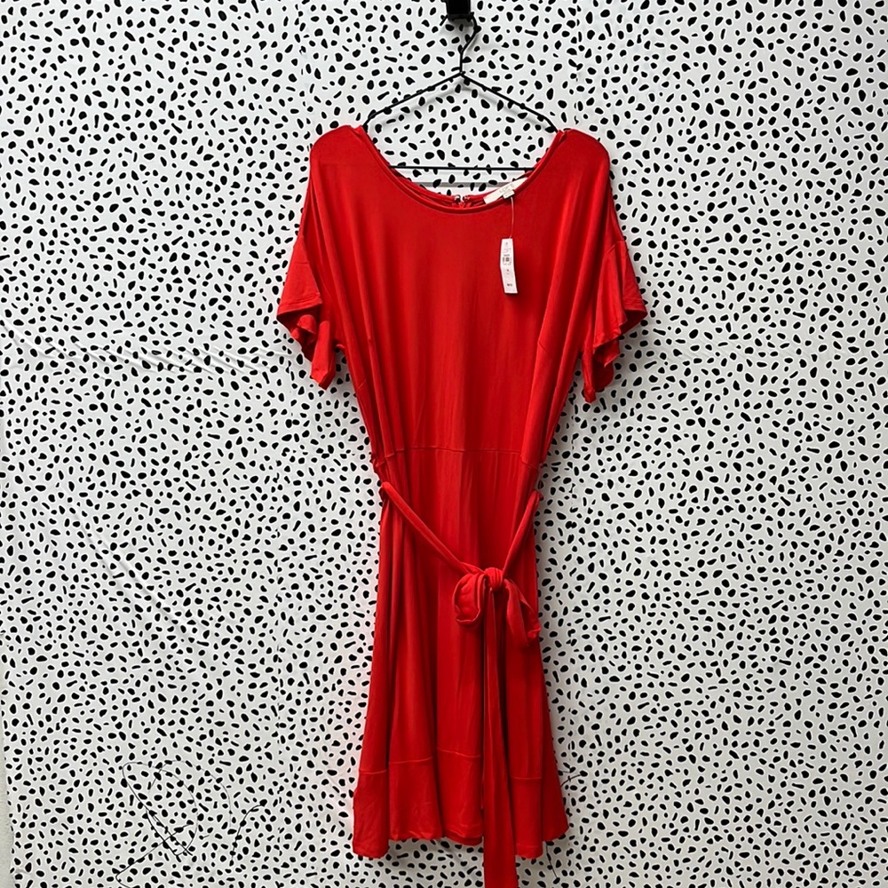 NWT Loft Red Tie Waist Dress